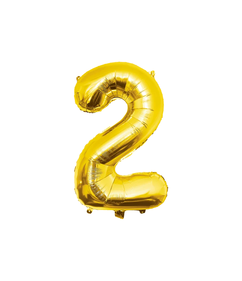 2 Jaar Cijfer Ballon Goud Leeg 86cm
