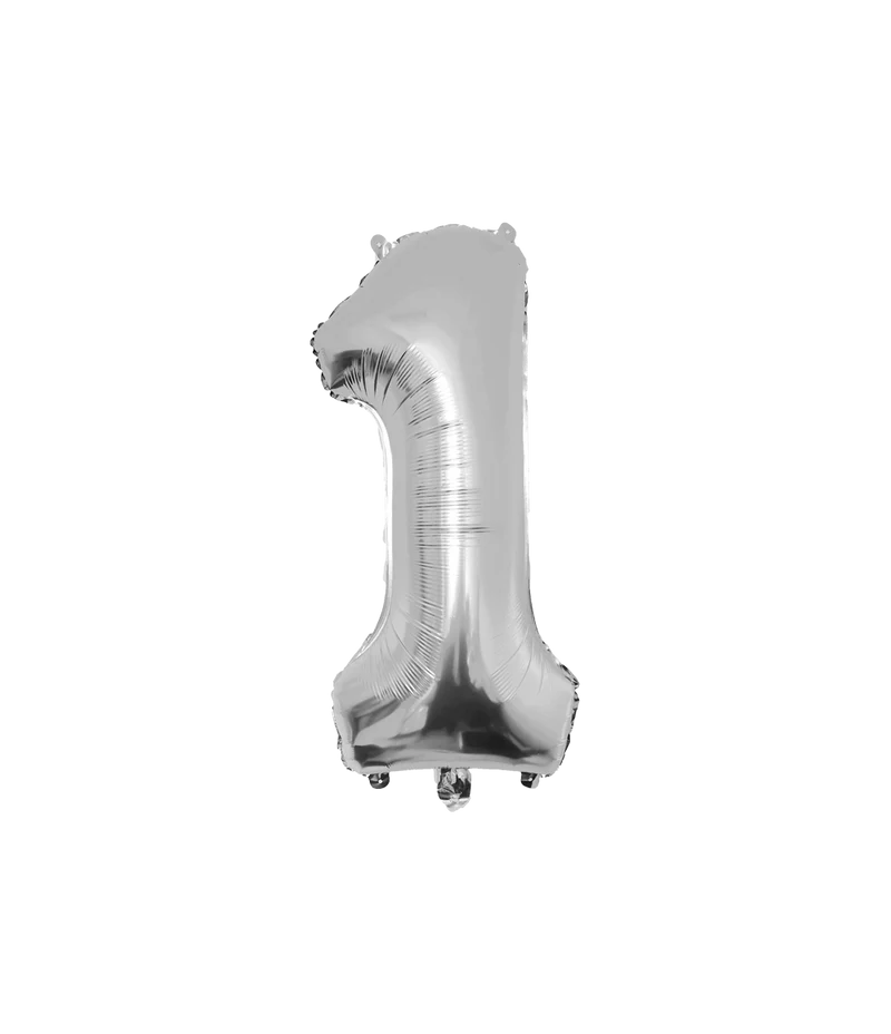 1 Jaar Cijfer Ballon Zilver Leeg 86cm
