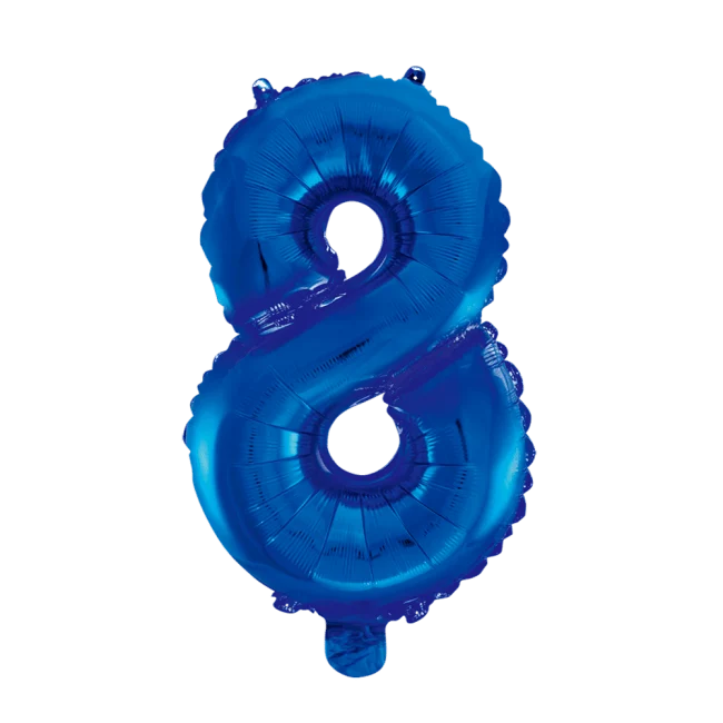 Folie Ballon Cijfer 8 Blauw XL 86cm leeg