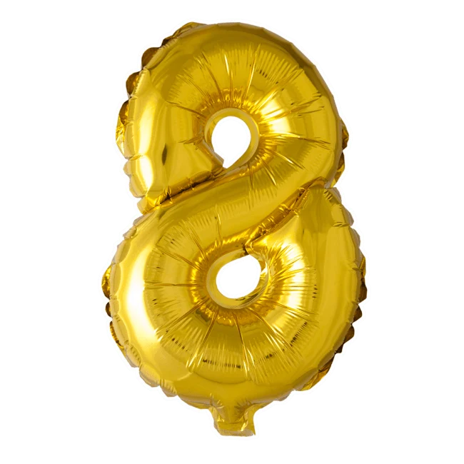 Folie Ballon Cijfer 8 Goud XL 86cm leeg