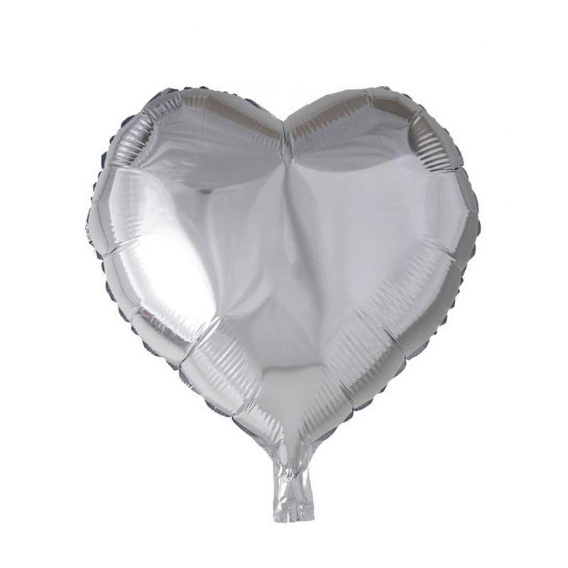 Helium Ballon Hart Zilver 45cm leeg