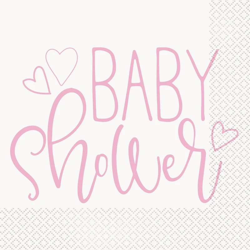 Babyshower Servetten Roze 16st