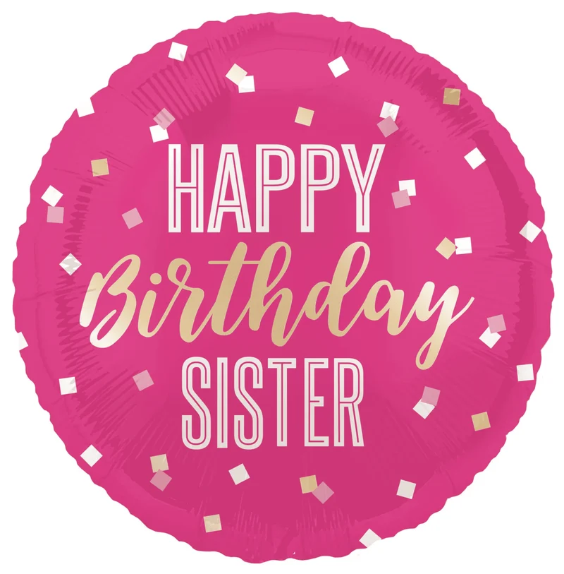 Happy Birthday Helium Ballon Roze Sister Leeg 45cm