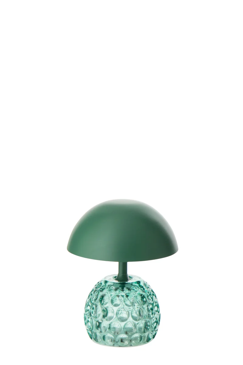 J-Line lamp Champignon - ijzer/glas - donkergroen - LED lichtjes