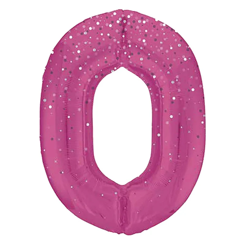 0 Jaar Cijfer Ballon Roze Stippen 86cm