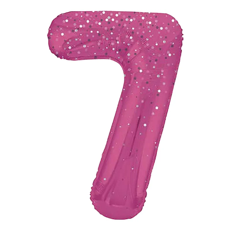 7 Jaar Cijfer Ballon Roze Stippen 86cm