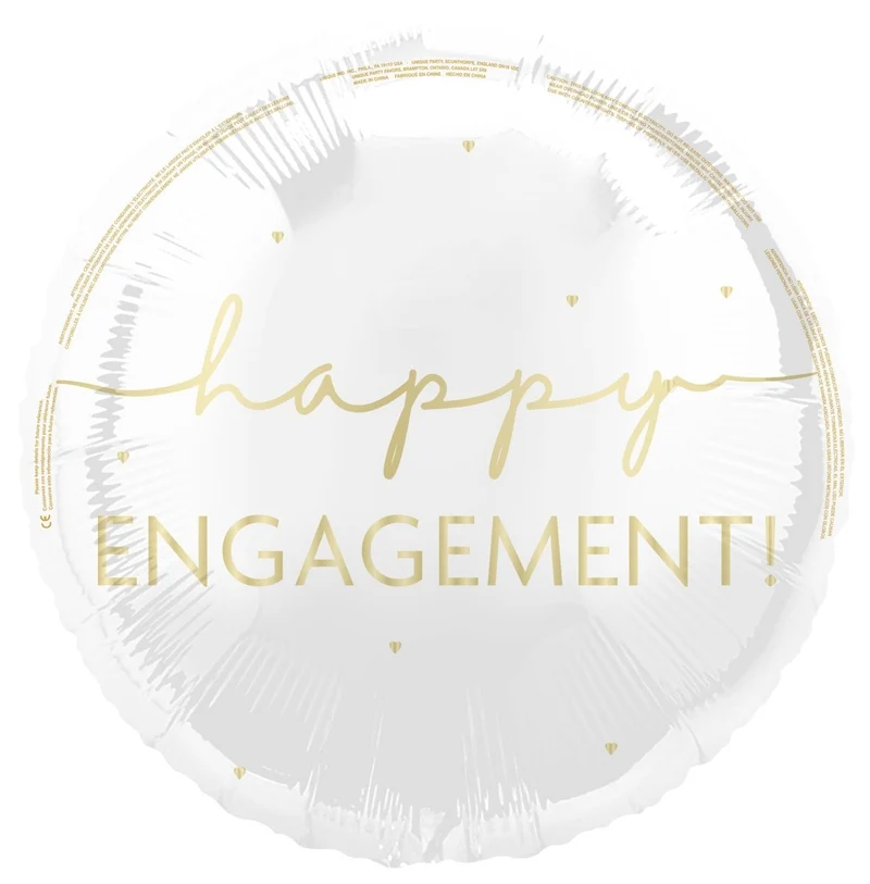 Happy Engagement Helium Ballon Wit Goud 45cm