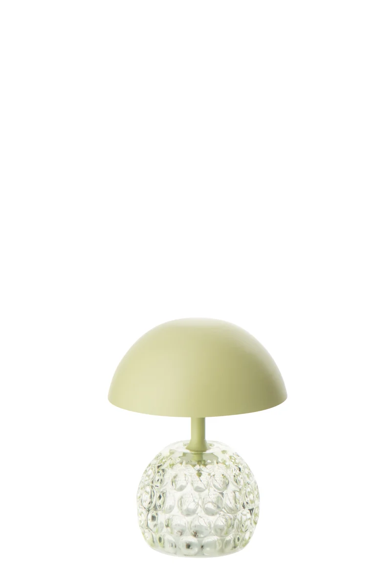 J-Line lamp Champignon - ijzer/glas - lichtgroen - LED lichtjes