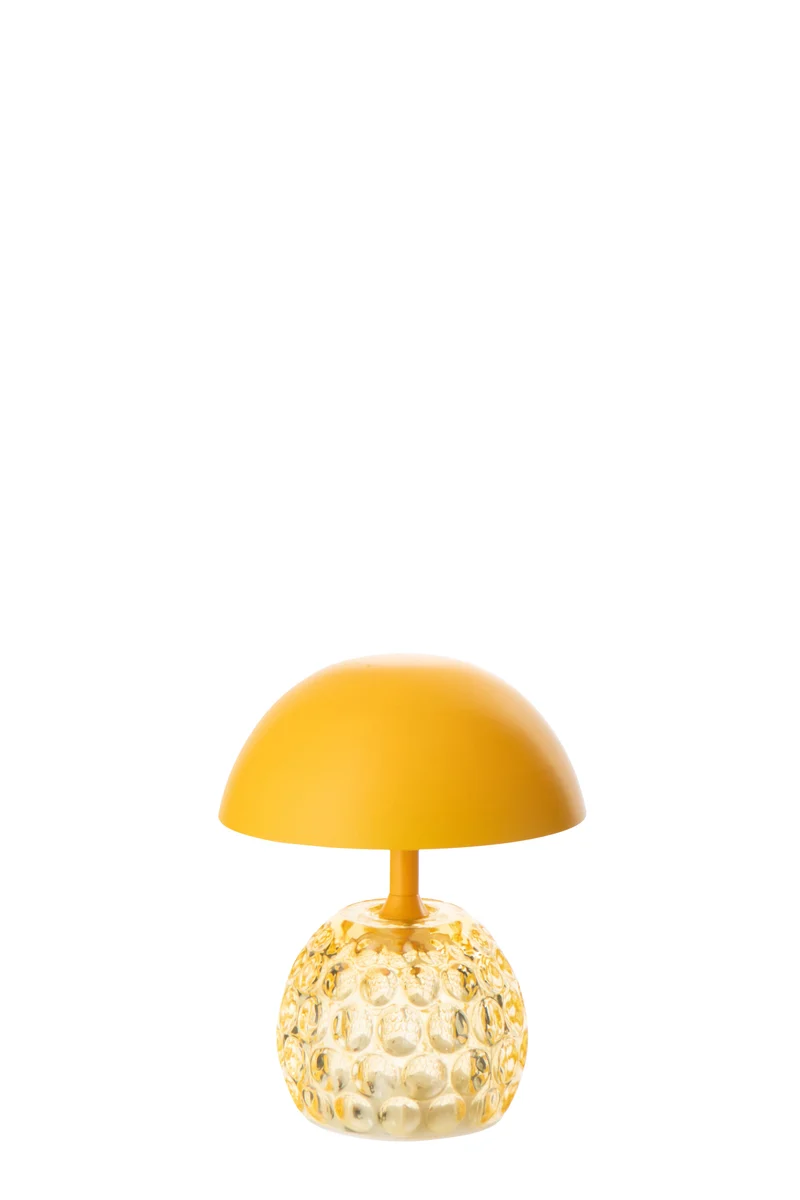 J-Line lamp Champignon - ijzer/glas - geel - LED lichtjes