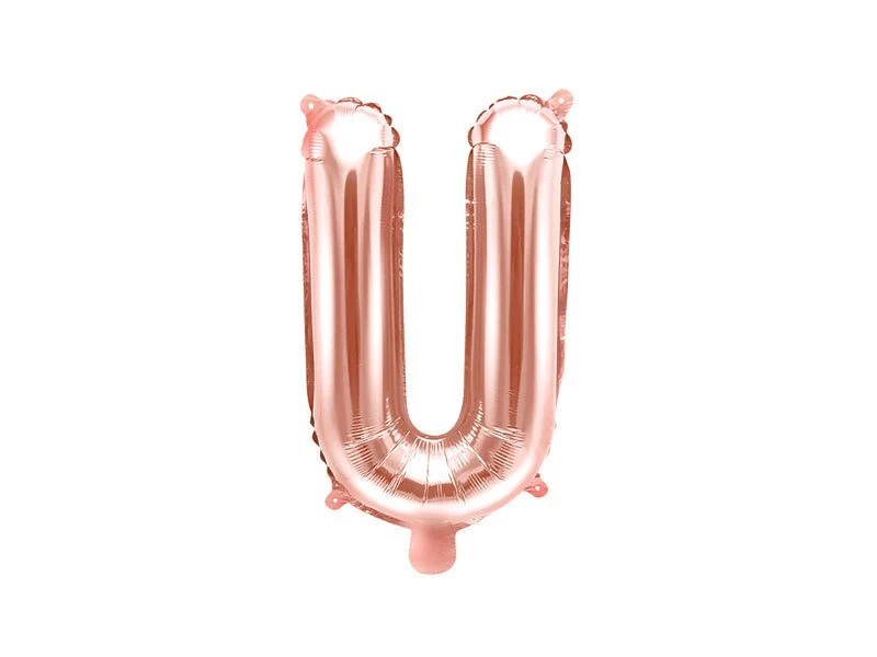 Folie Ballon Letter U Rose Goud Leeg 35cm