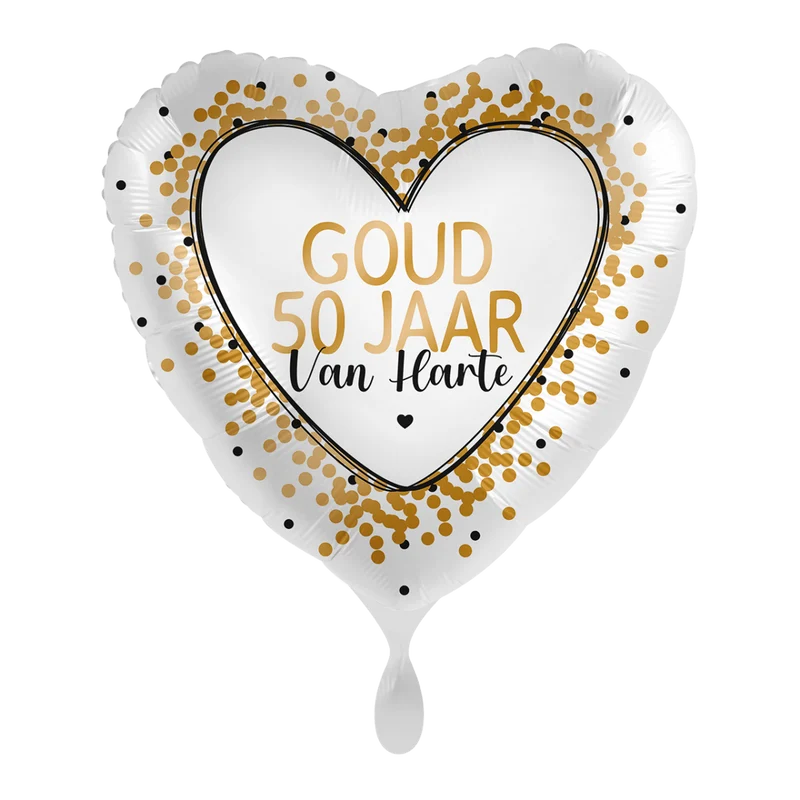 Helium Ballon Goud - 50 jaar - Van Harte!