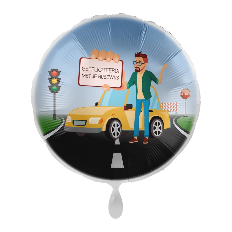 Rijbewijs Helium Ballon Heren Rond Leeg 43cm