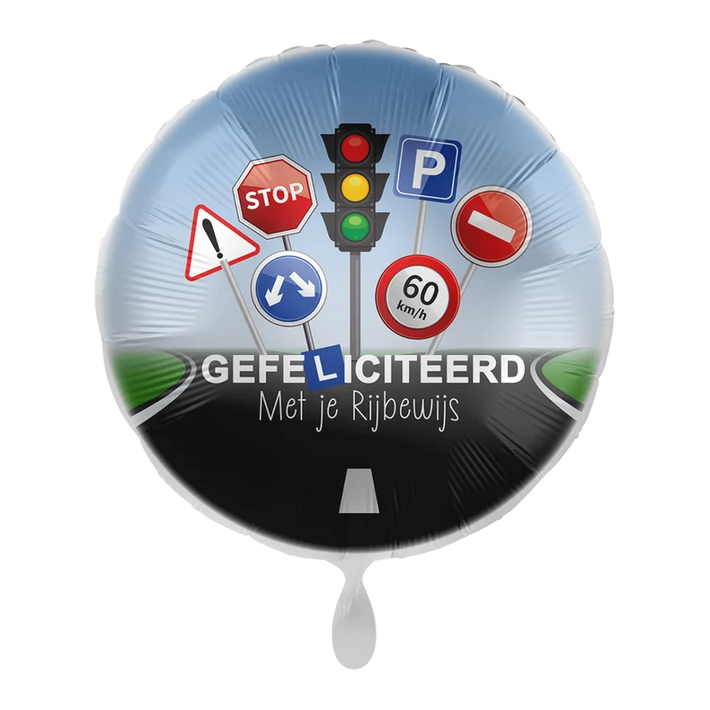 Rijbewijs Helium Ballon Rond Leeg 43cm
