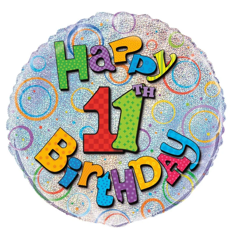 Helium Ballon 11 Jaar Glitters 45cm leeg