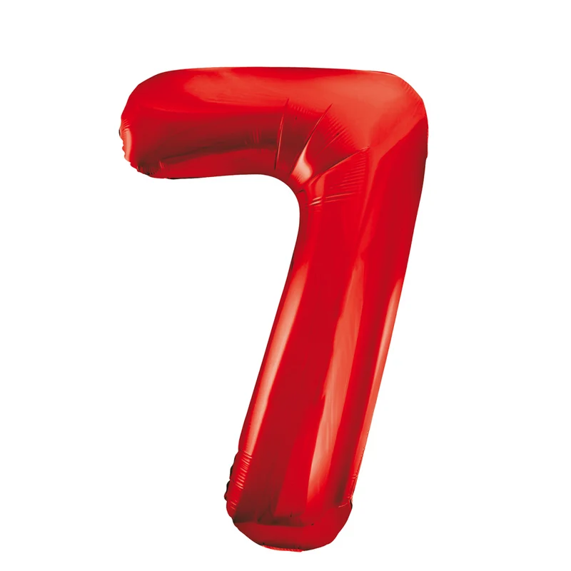 Folie Ballon Cijfer 7 Rood XL 86cm leeg