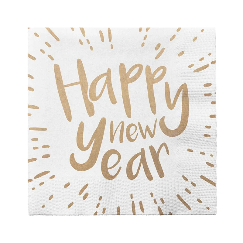 Witte Happy New Year Servetten 33cm 20st
