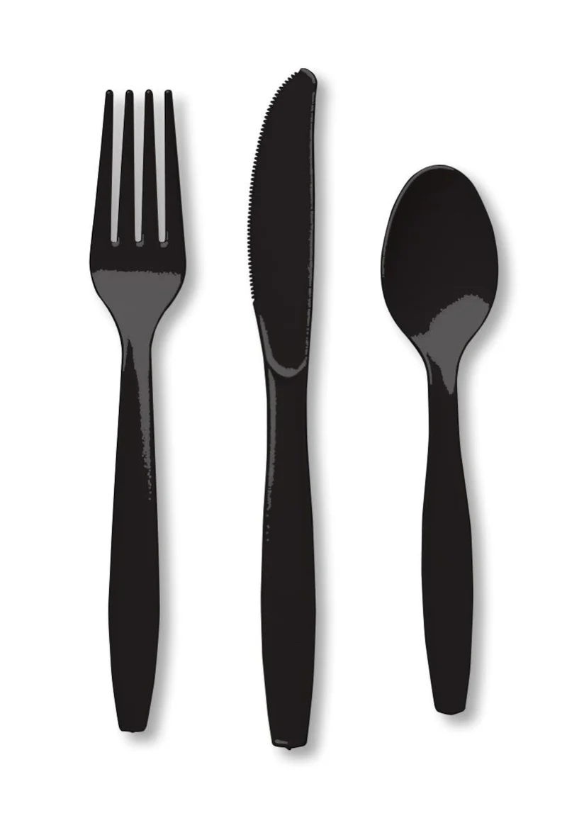 Zwart Bestek Plastic 24st