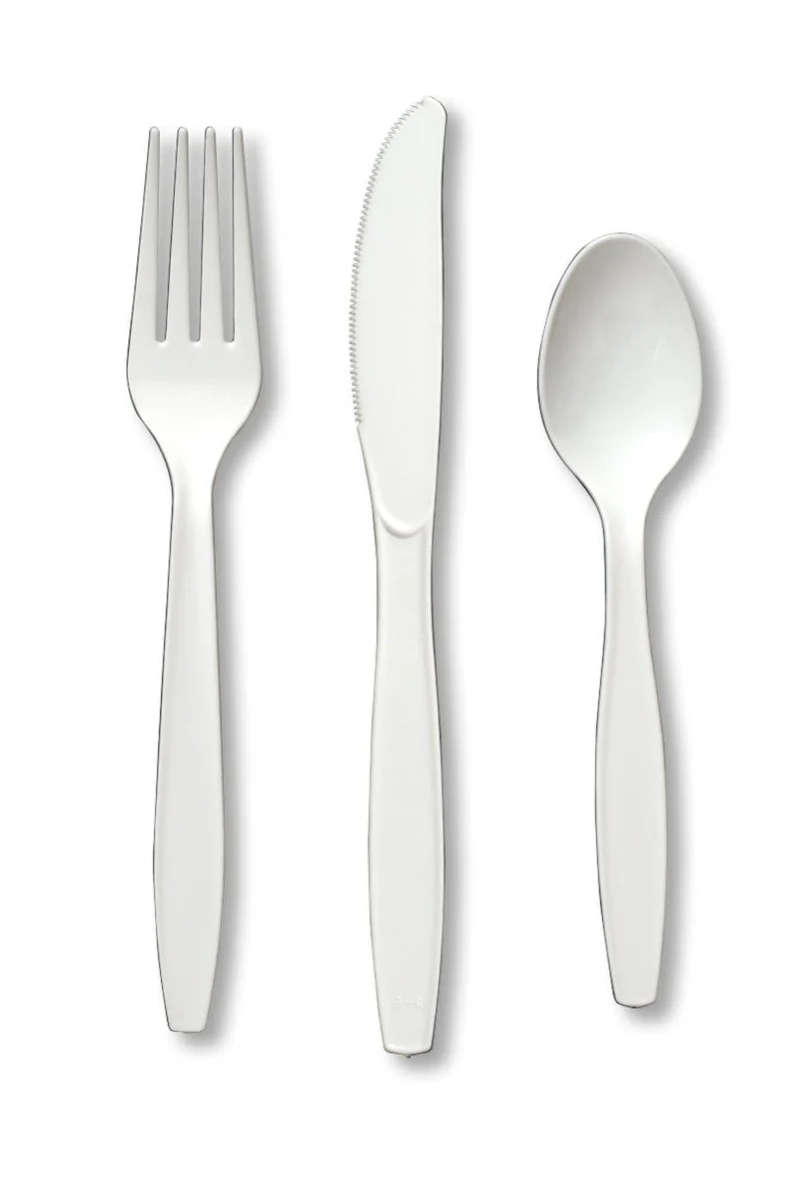 Wit Bestek Plastic 24st