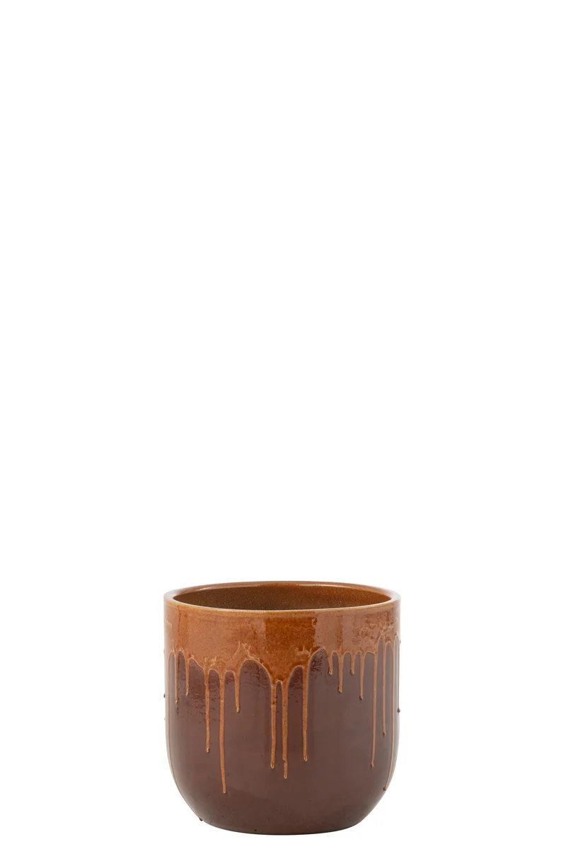 J-Line bloempot Lee - blinkend bruin/oranje - Ø 28 cm