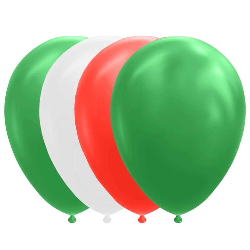 Groen Wit Rode Ballonnen 30cm 10st