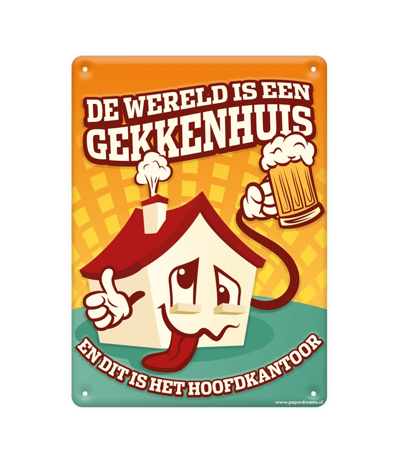 Metalen Bord Gekkenhuis