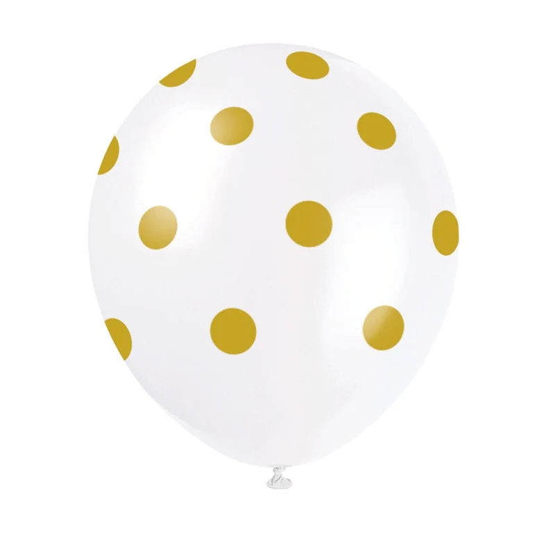 Witte Ballonnen Gouden Stippen 30cm 6st