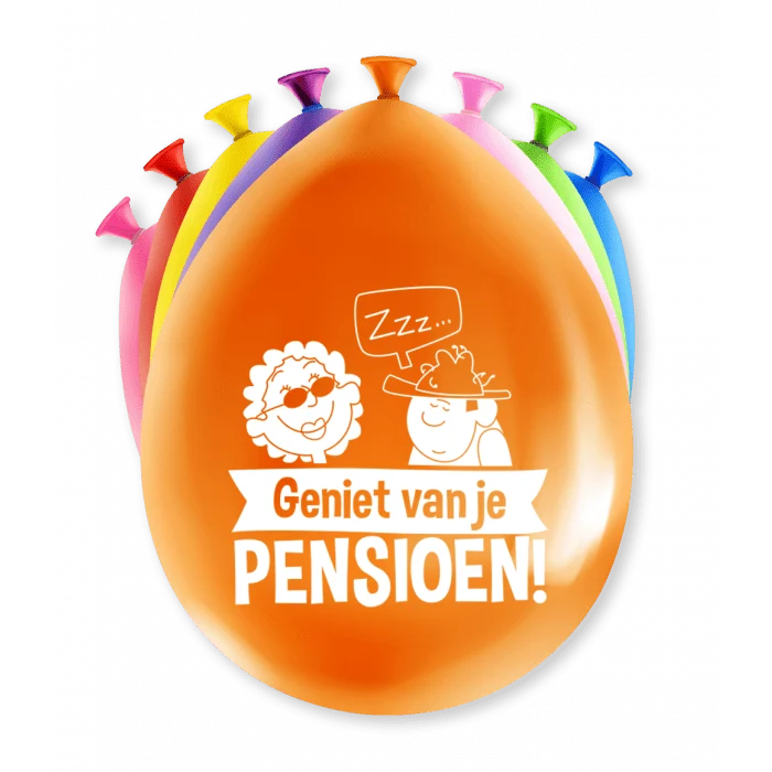 Ballonnen Pensioen Gekleurd 30cm 8st