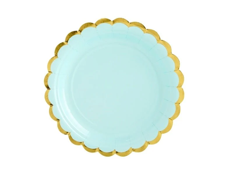 Mintgroene Bordjes Karton Goud 18cm 6st