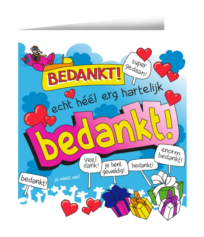 Wenskaart Bedankt 16,5cm