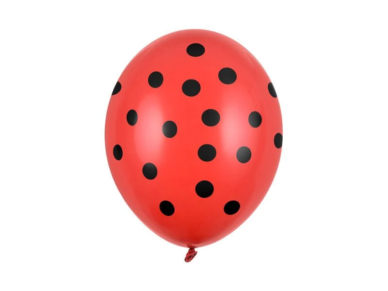 Rode Ballonnen Zwarte Stippen 30cm 6st