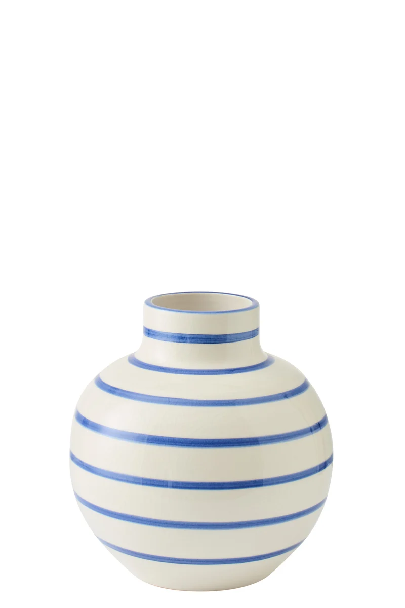 J-Line vaas - keramiek - blauw/wit