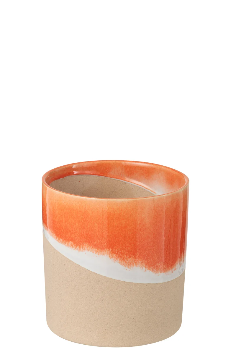 J-Line vaas Bal - keramiek - oranje/naturel - medium