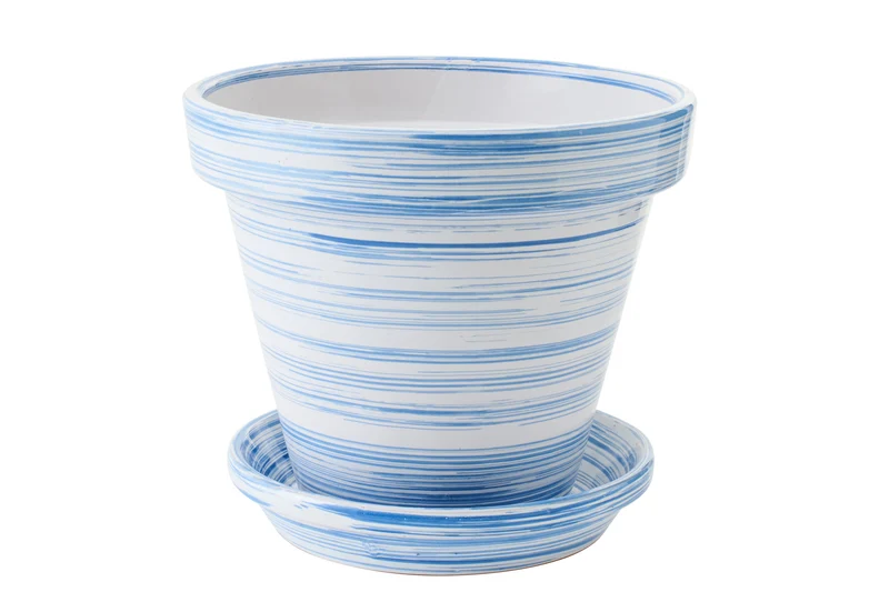J-Line bloempot - keramiek - blauw/wit - large