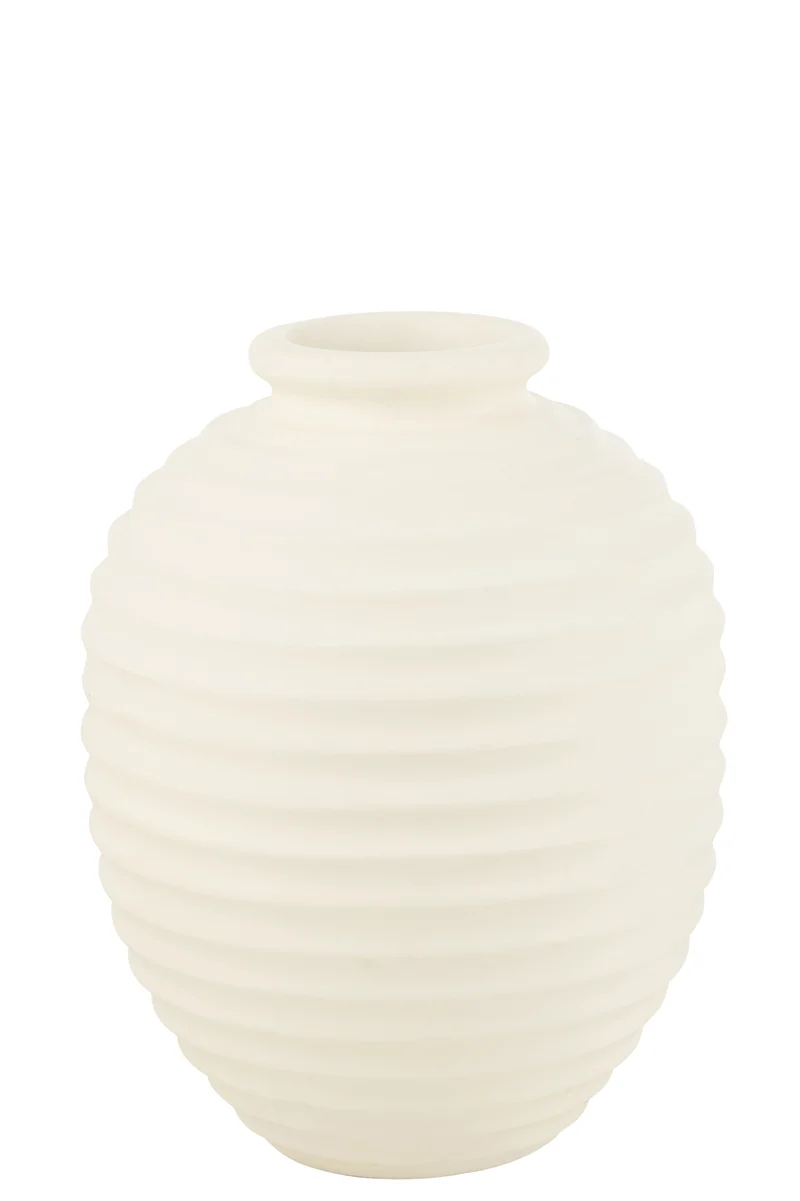 J-Line bloempot Ovaal Terracotta - keramiek - wit - large - 66 cm hoog
