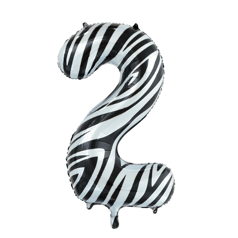 Folie Ballon Cijfer 2 Zebra XL 86cm leeg