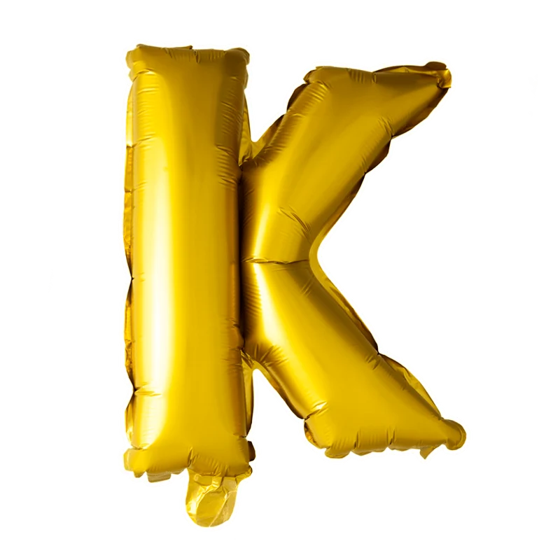 Folie Ballon Letter K Goud 41cm met Rietje