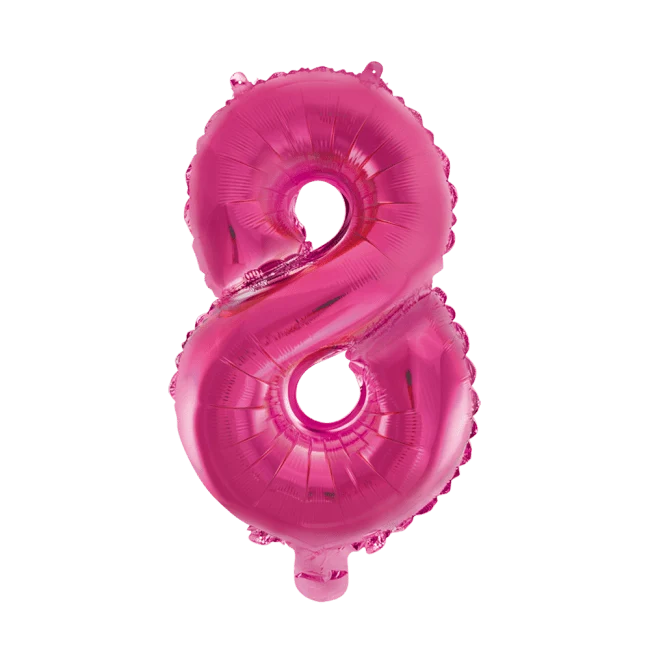Folie Ballon Cijfer 8 Fuchsia XL 86cm leeg