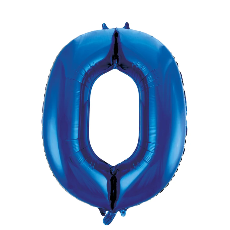 Folie Ballon Cijfer 0 Blauw XL 86cm leeg