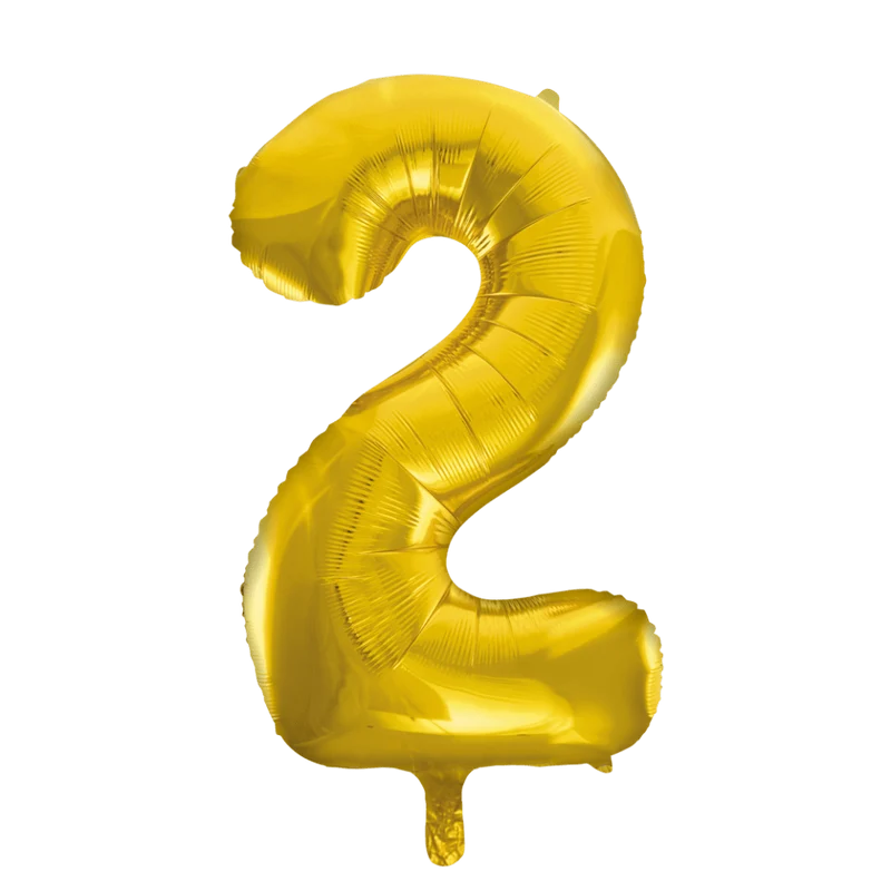 Folie Ballon Cijfer 2 Goud XL 86cm leeg