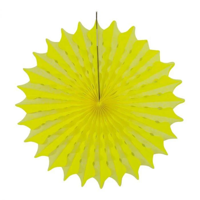 Papieren Waaier Neon Geel 45cm