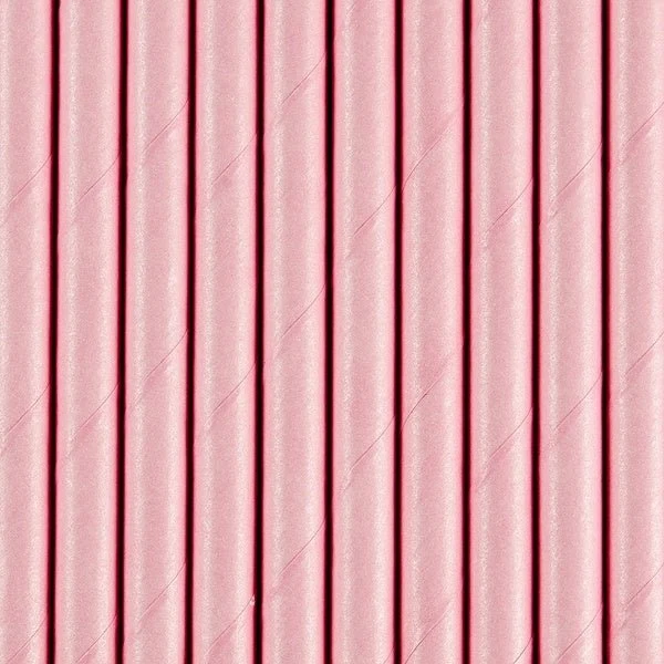 Papieren Rietjes Lichtroze 19,5cm 10st