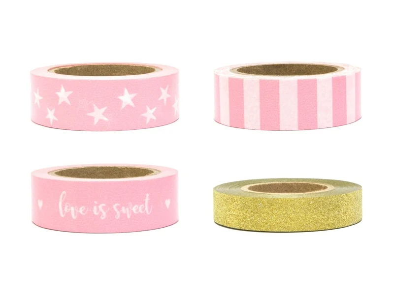 Washi Tape Lichtroze Goud 10m 4st