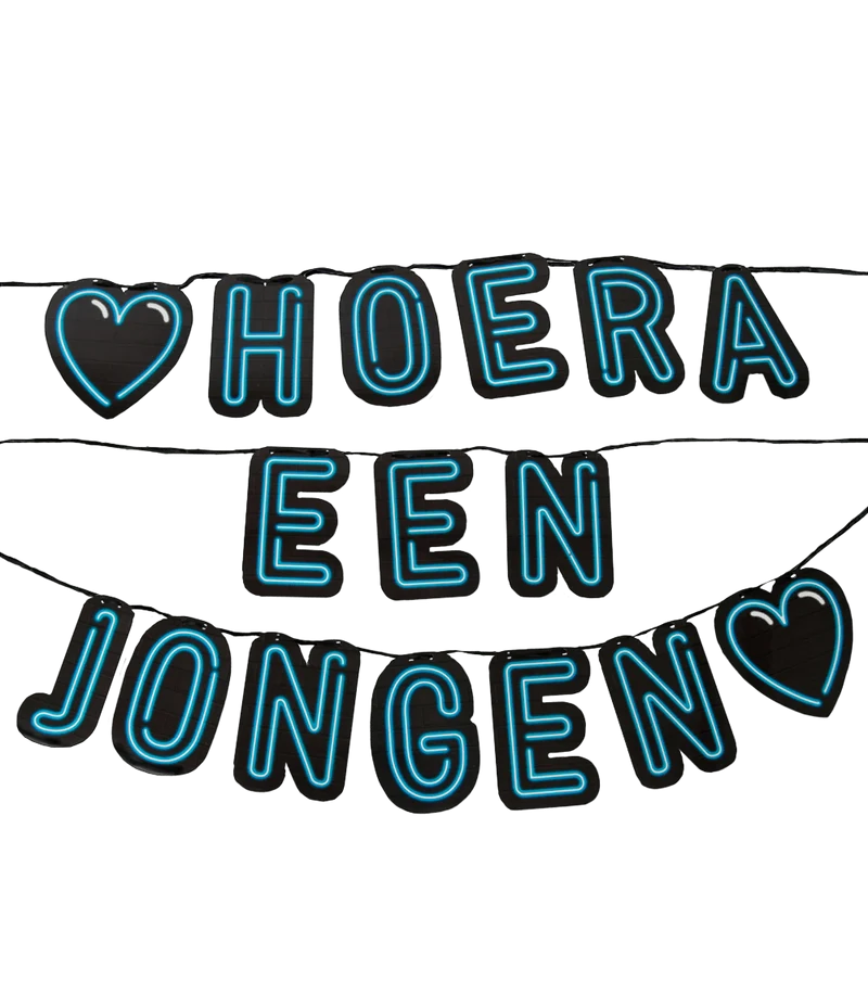 Geboorte Letterslinger Hoera een Jongen Neon 5m