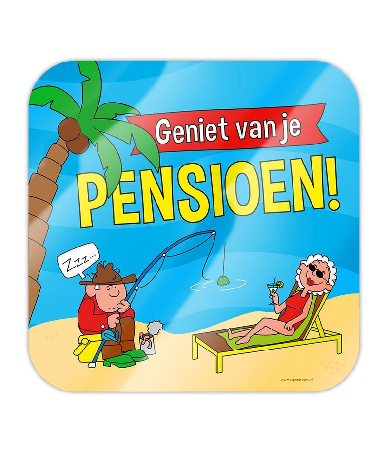 Deurbord Pensioen Cartoon 50cm