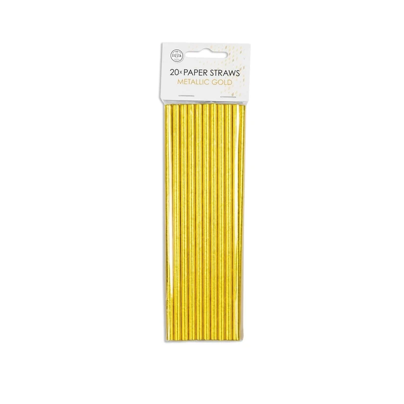 Papieren Gouden Rietjes 19,7cm 20st