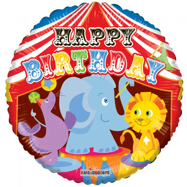 Helium Ballon Happy Birthday Circus 45cm leeg