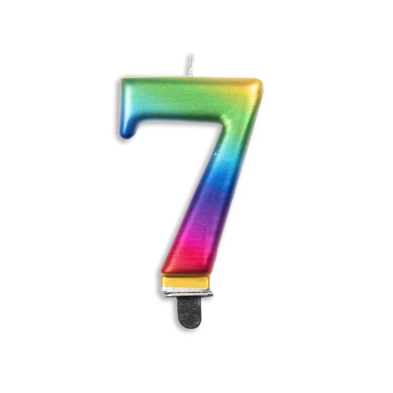 Kaars 7 Jaar Regenboog 7cm