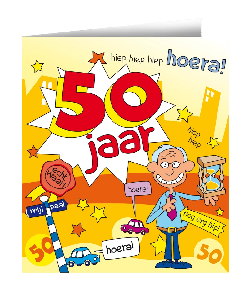 Verjaardagskaart 50 Jaar Man Cartoon 16,5cm