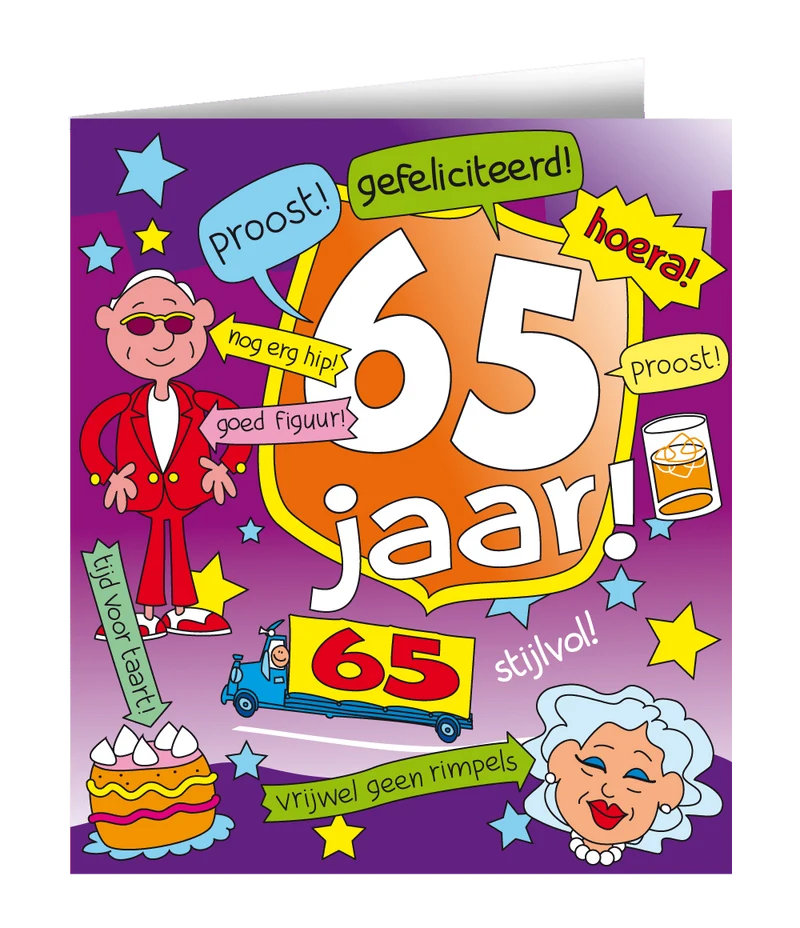Verjaardagskaart 65 Jaar Cartoon 16,5cm