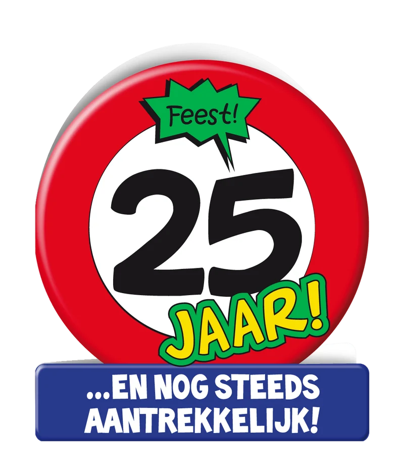 Verjaardagskaart 25 Jaar Verkeersbord 16,5cm